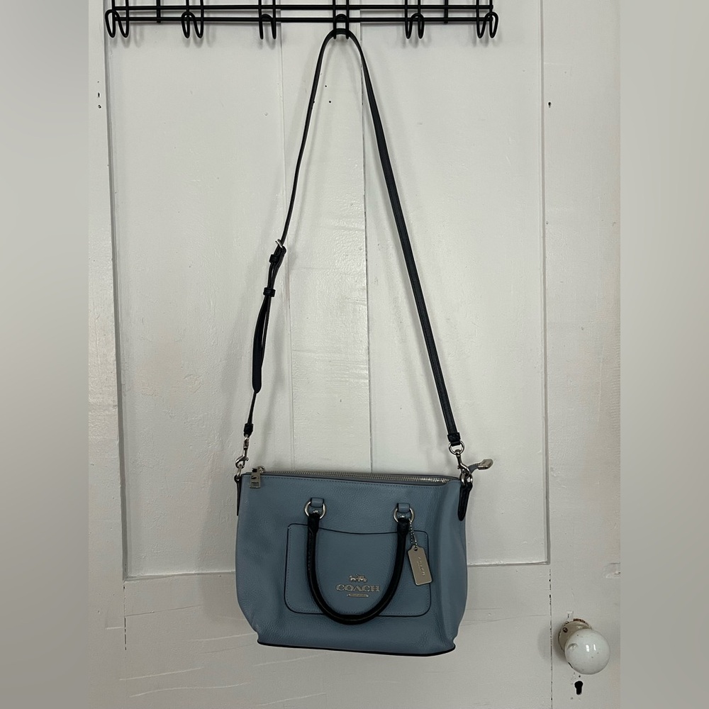 COACH Emma Satchel, Pebble
Leather, Dusty Blue - Picture 3 of 3